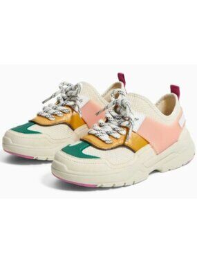 Zara Kids Girls Unisex Multicolored Colorblock Lace Up Sneakers Size EU-31/US-13
